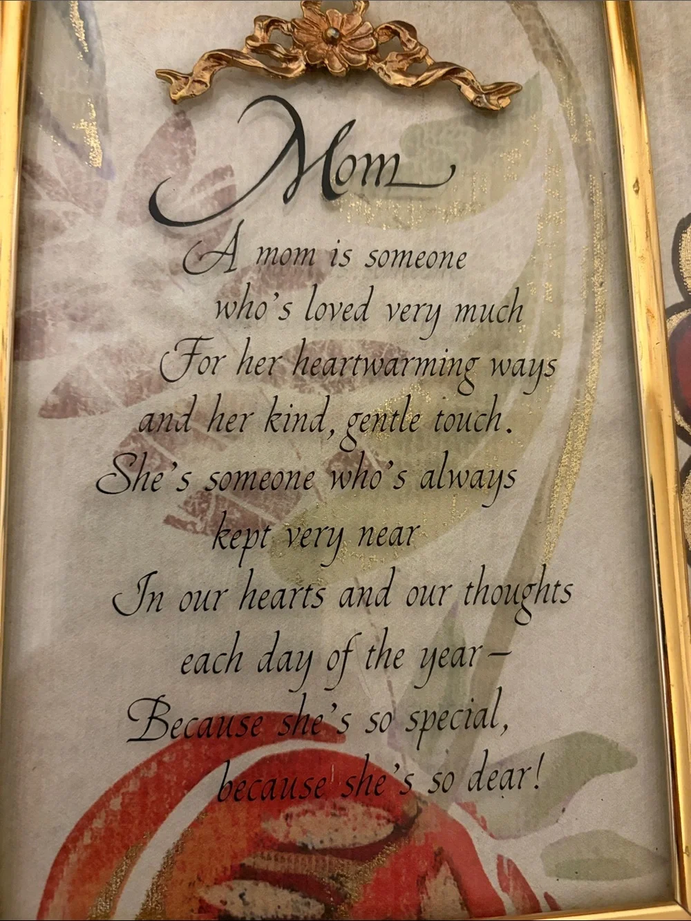 Gold Mom Sentiment Framed Wall Glass Art